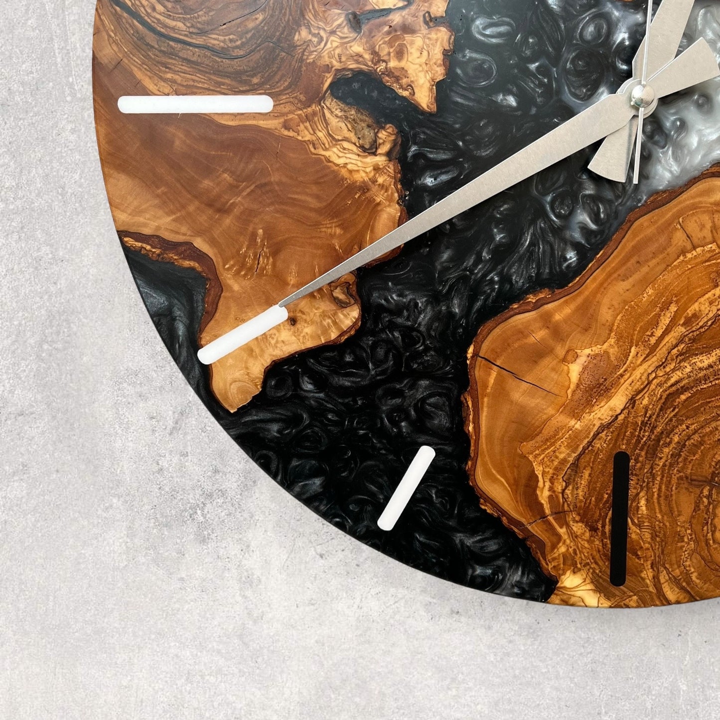 Handmade Olive Wood Resin Wall Clock: Unique Epoxy Decor