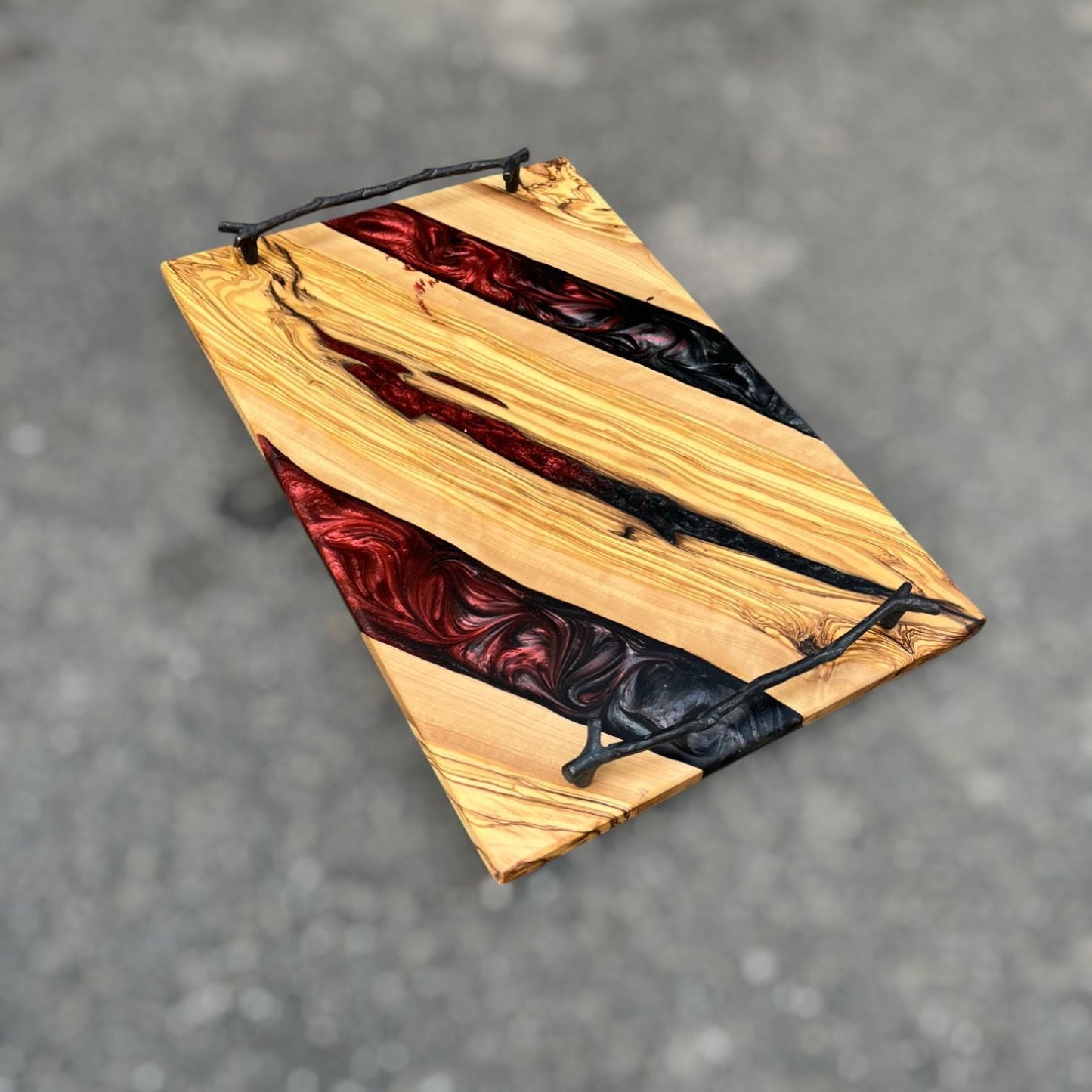 Custom Resin Olive Wood Cheese Board for Housewarming Gift