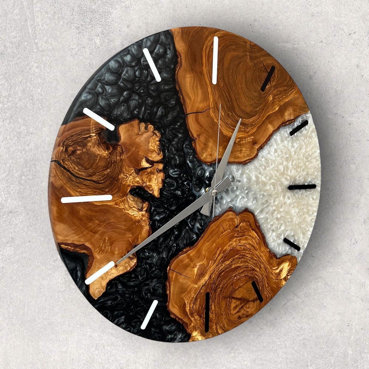 Handmade Olive Wood Resin Wall Clock: Unique Epoxy Decor