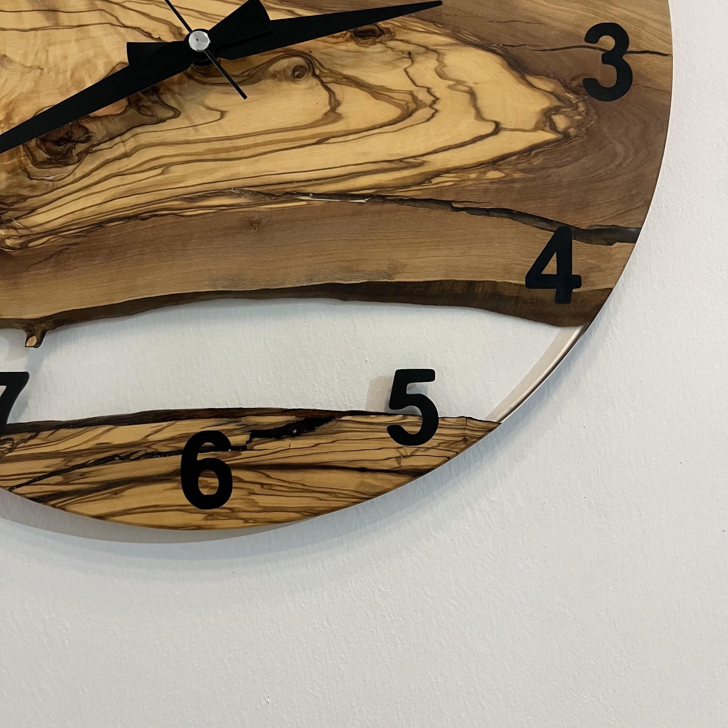 Handmade Resin & Olive Wood Wall Clock: Unique Home Decor