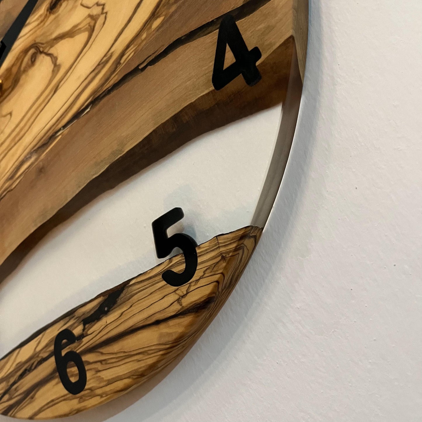 Handmade Resin & Olive Wood Wall Clock: Unique Home Decor