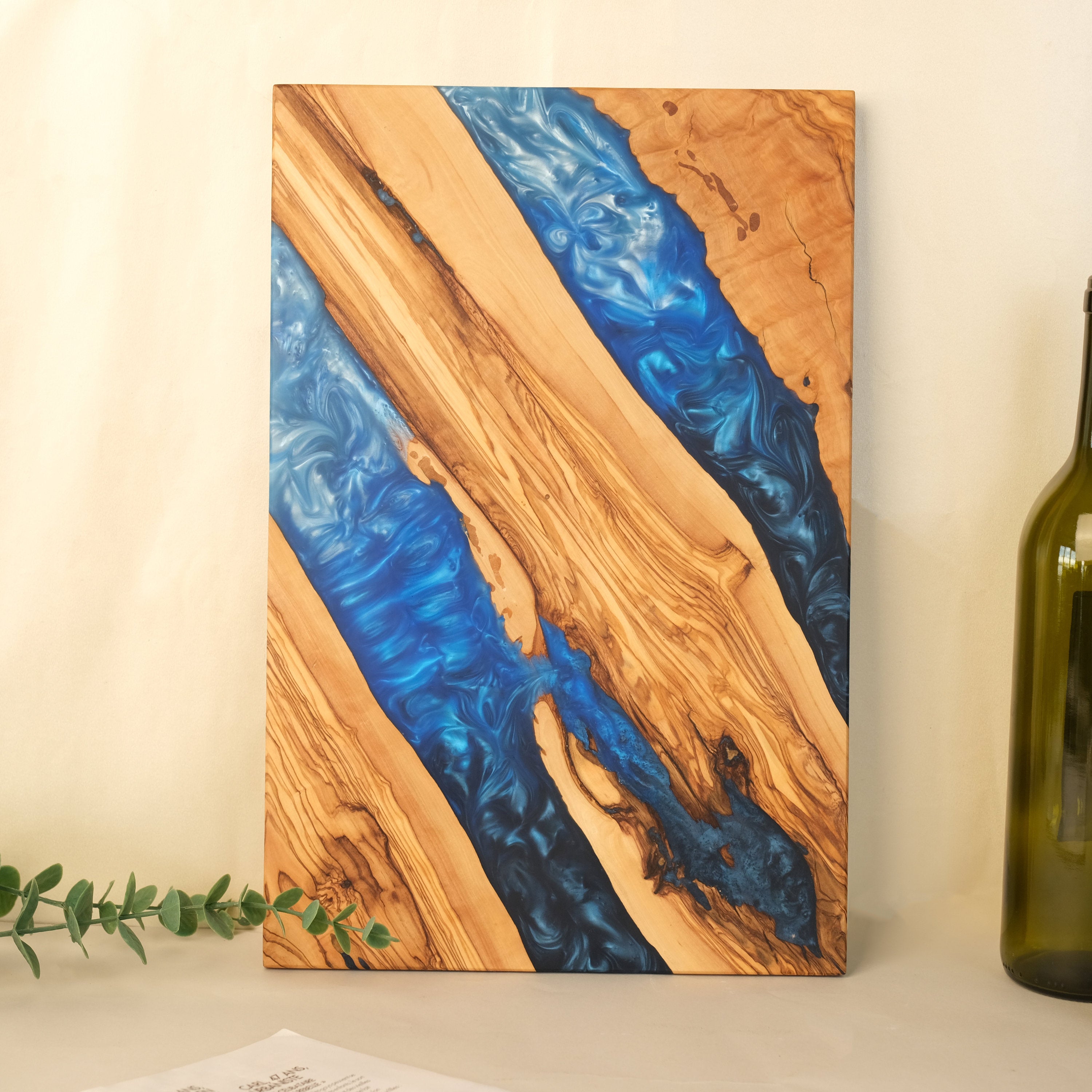 Personalized Olive Wood Charcuterie Board: Epoxy Resin River Cutting Board