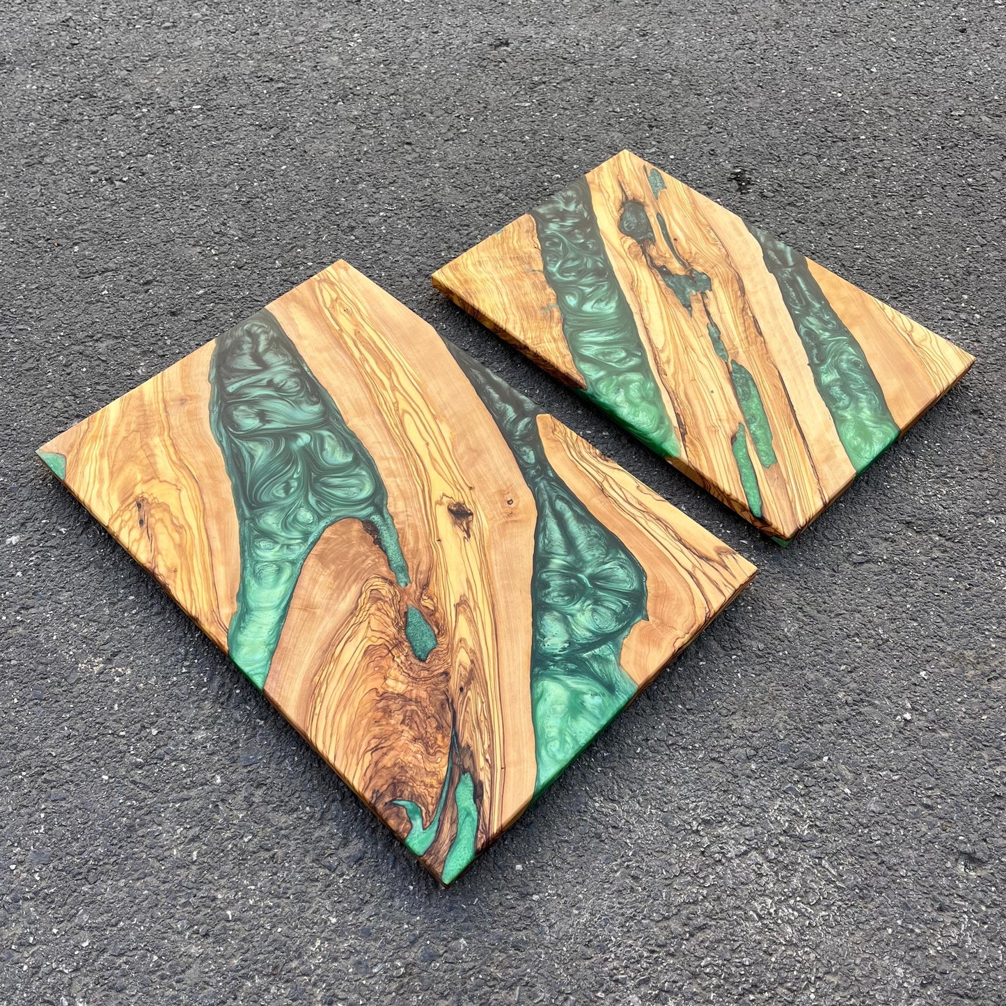 Handmade Olive Wood Charcuterie Board: Epoxy Resin River Serving Board