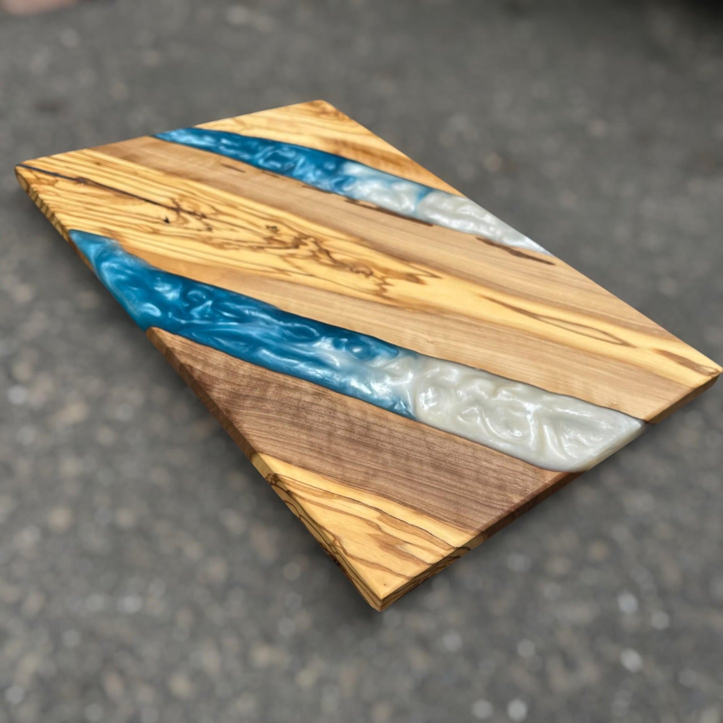 Personalized Resin Charcuterie Board: Olive Wood Cutting Board, New Home Gift