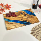 Handmade Black Epoxy Resin Olive Wood Charcuterie Board