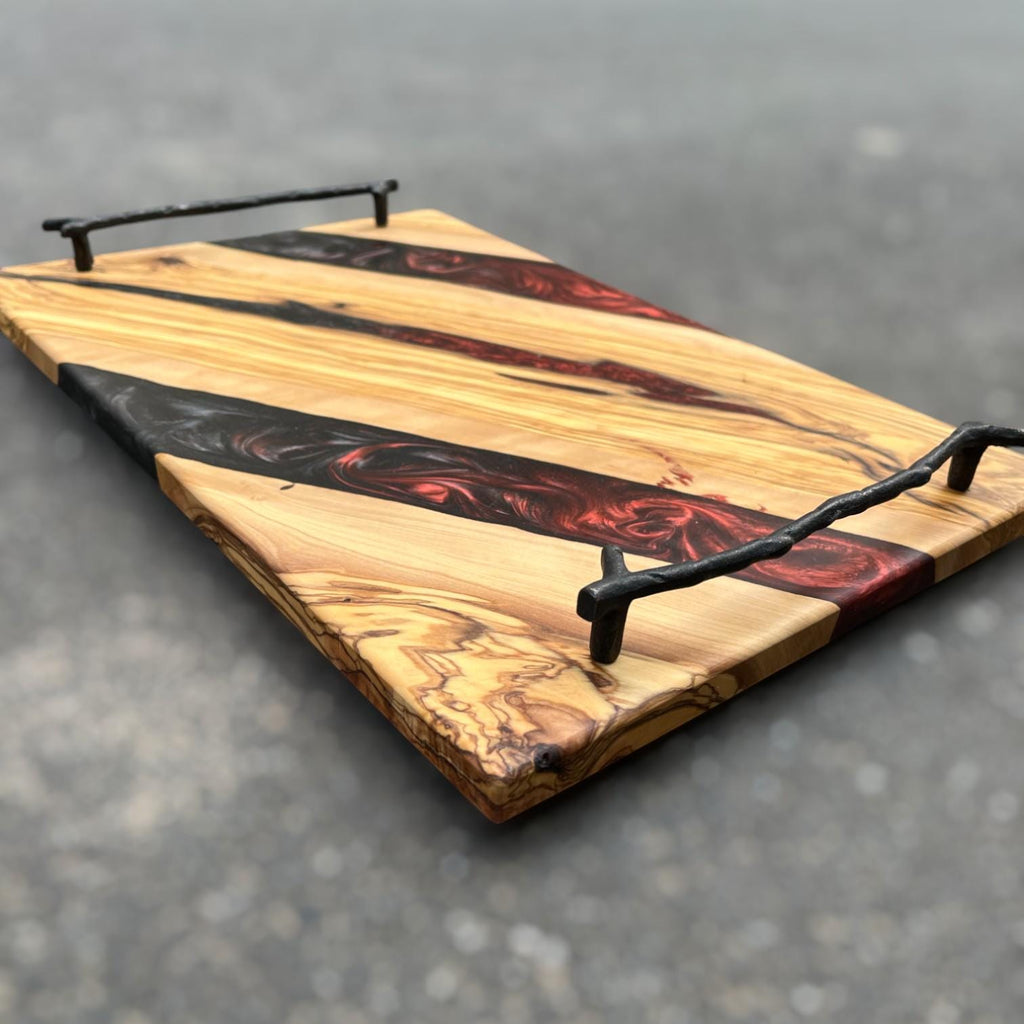 Custom Resin Olive Wood Cheese Board for Housewarming Gift