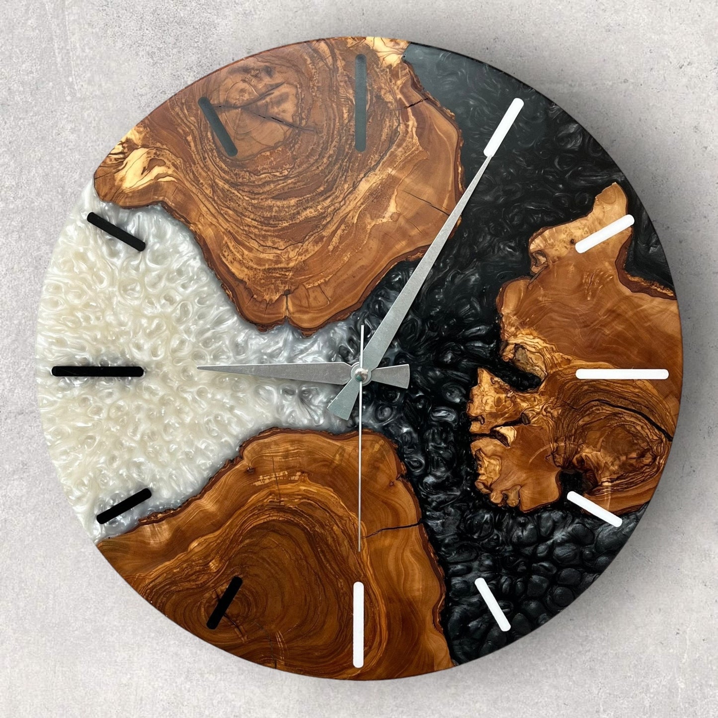 Handmade Olive Wood Resin Wall Clock: Unique Epoxy Decor