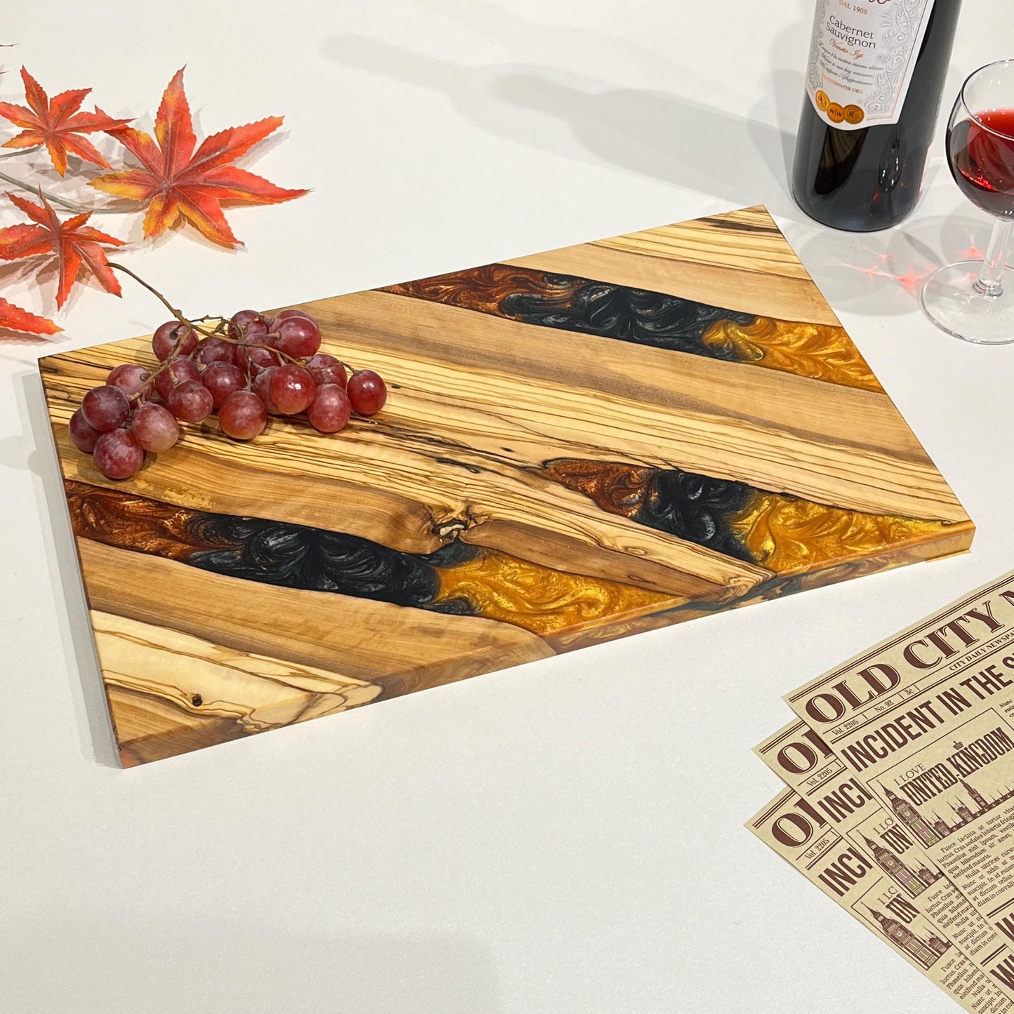 Customizable Handmade Resin River Charcuterie Board: First Christmas Gift