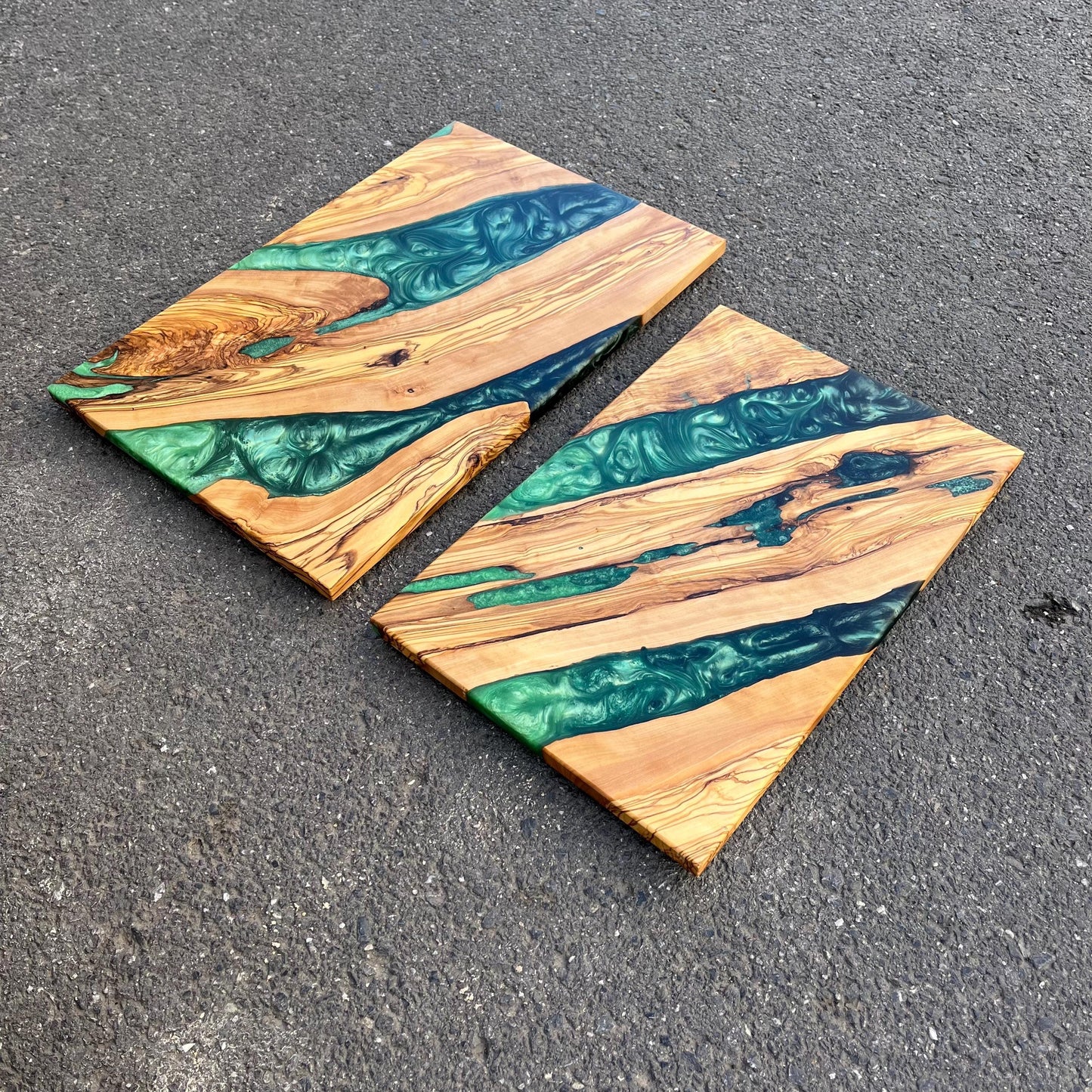 Handmade Olive Wood Charcuterie Board: Epoxy Resin River Serving Board