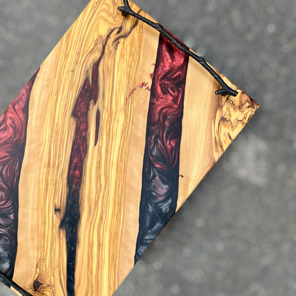Custom Resin Olive Wood Cheese Board for Housewarming Gift