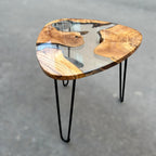 Triangle Epoxy Resin Coffee Table: Modern Olive Wood Accent Table