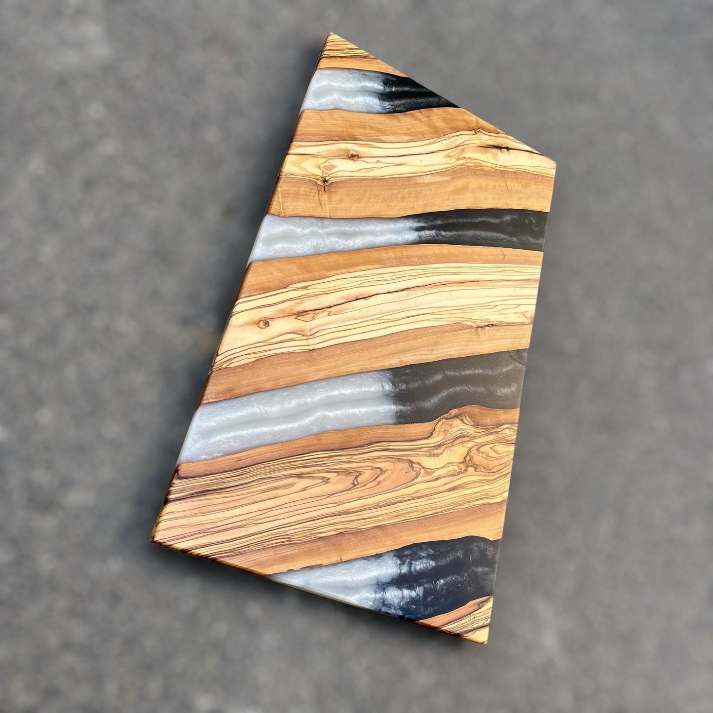 Handmade Olive Wood Charcuterie Board: Blue Resin River Design
