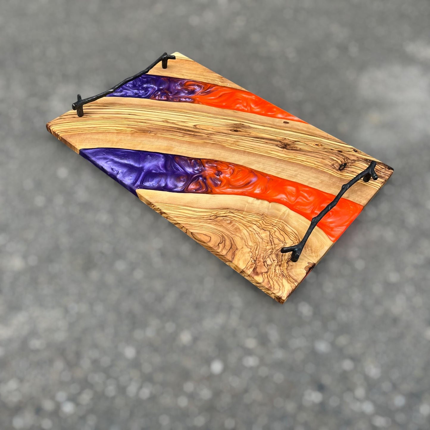 Handmade Olive Wood Charcuterie Board: Epoxy Resin River Design