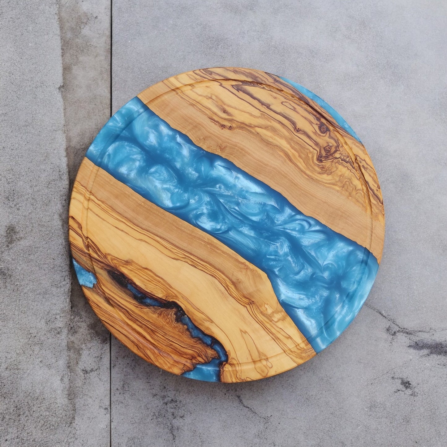 Resin River Charcuterie Board: Olive Wood Cheese Board