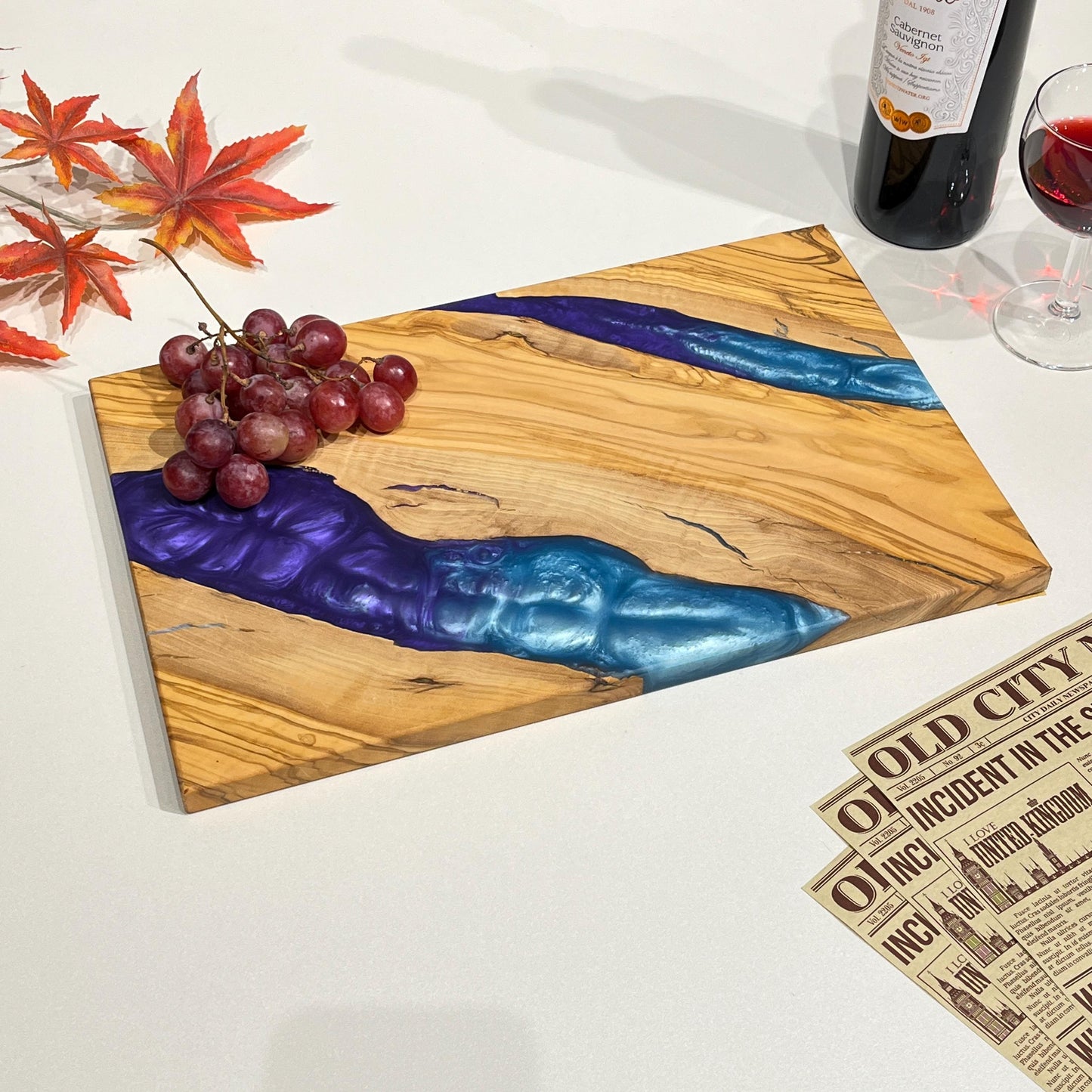Customizable Handmade Resin River Charcuterie Board: First Christmas Gift