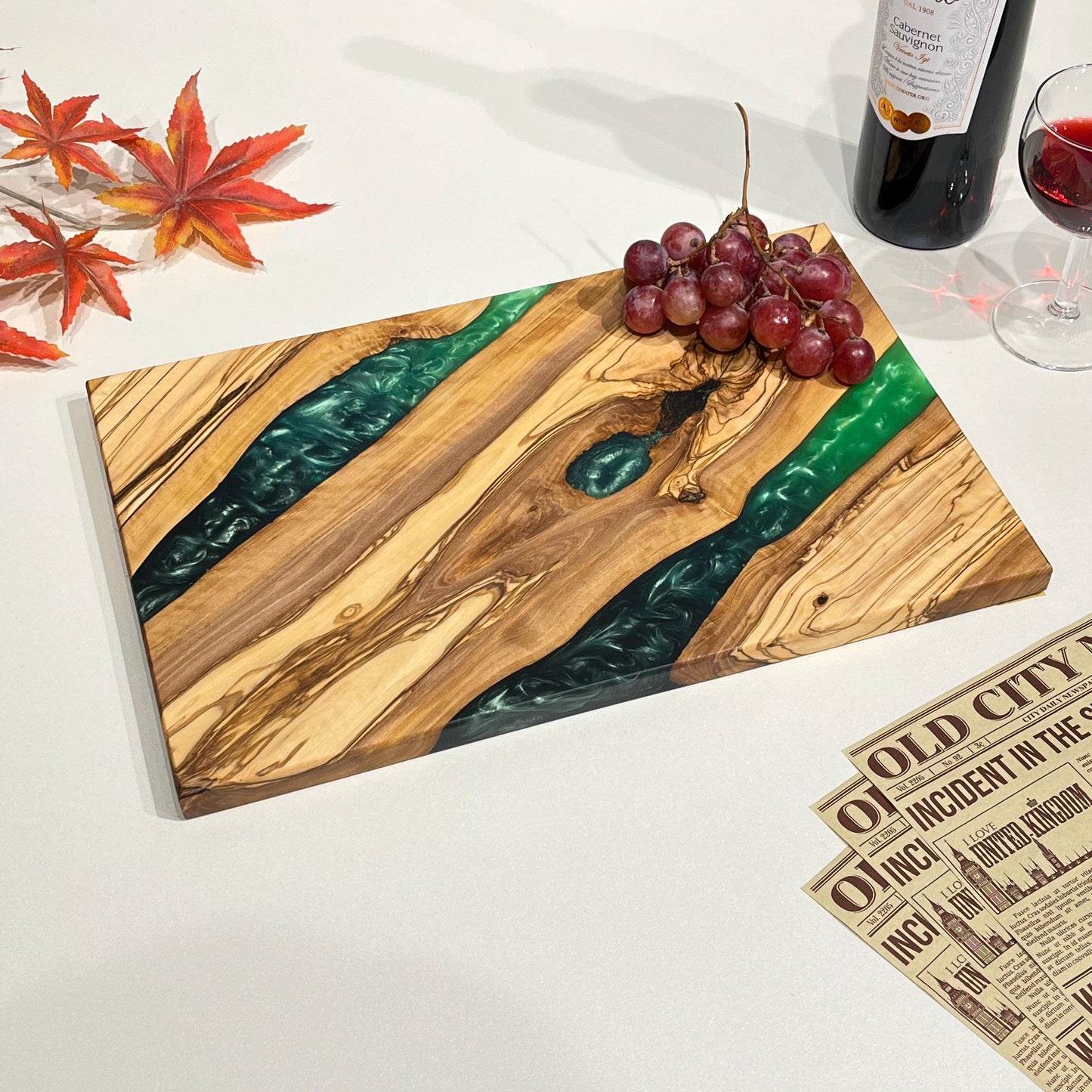 Customizable Handmade Resin River Charcuterie Board: First Christmas Gift