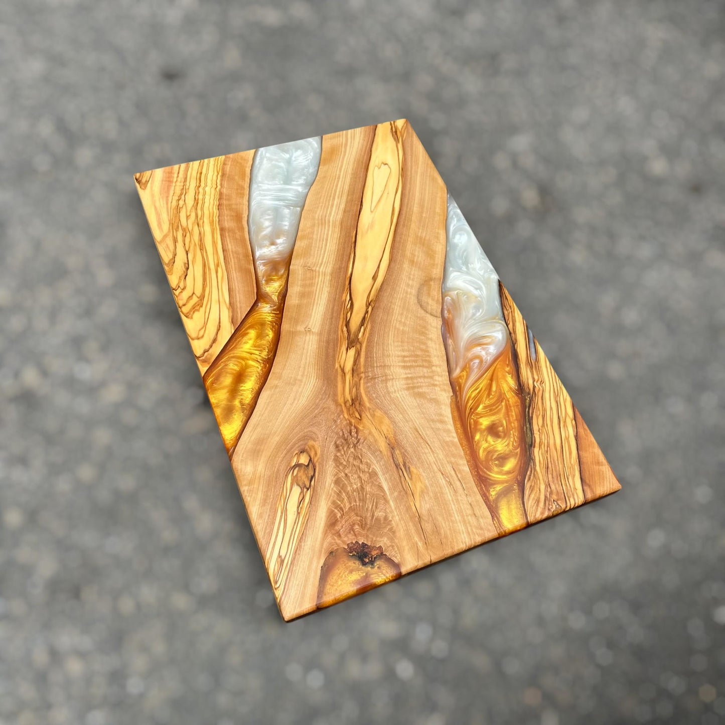 Personalized Resin Charcuterie Board: Olive Wood Cutting Board, New Home Gift