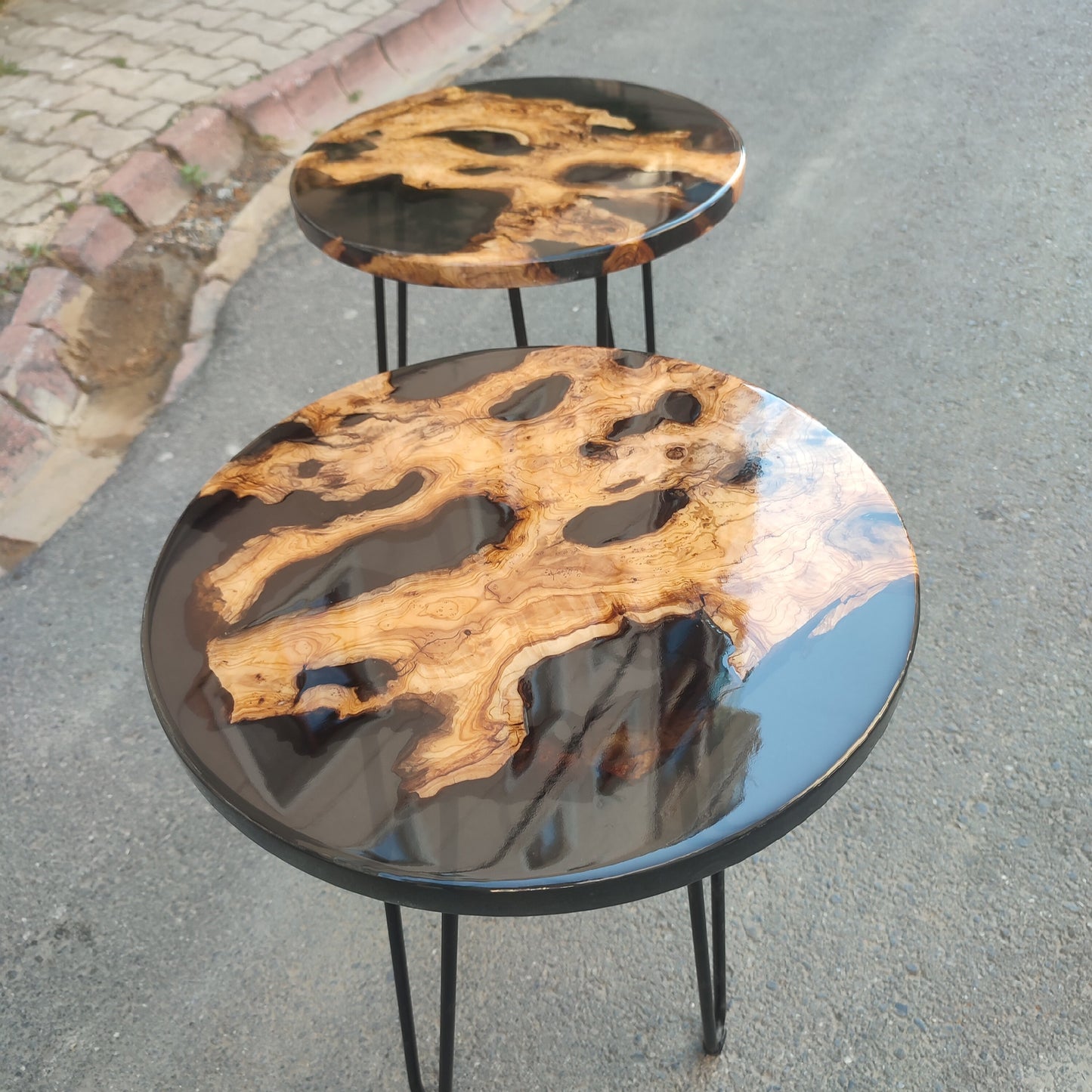 Handmade Olive Wood Epoxy Resin Coffee Table