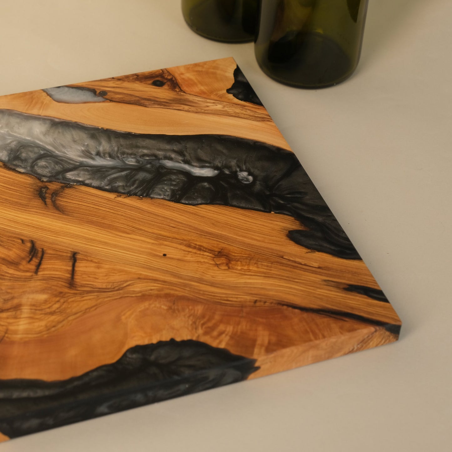 Personalized Olive Wood Charcuterie Board: Epoxy Resin River Cutting Board