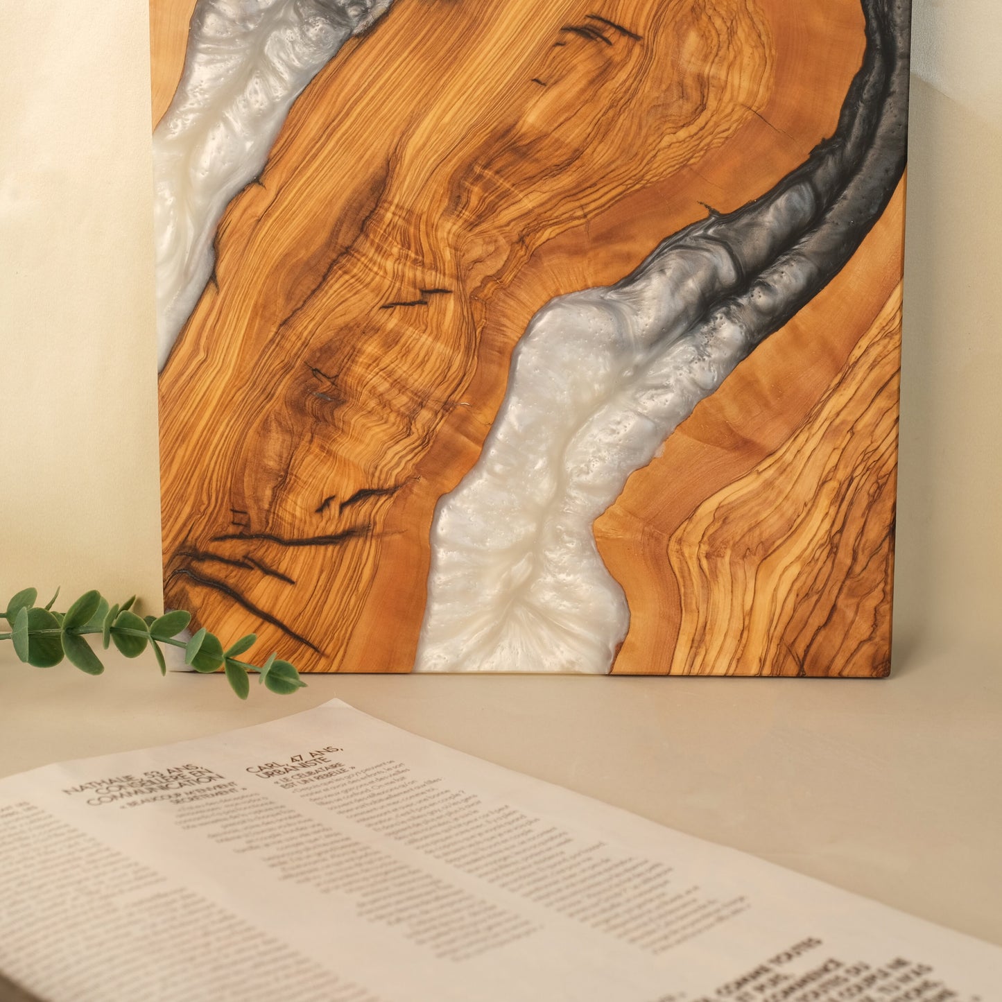 Personalized Olive Wood Charcuterie Board: Epoxy Resin River Cutting Board