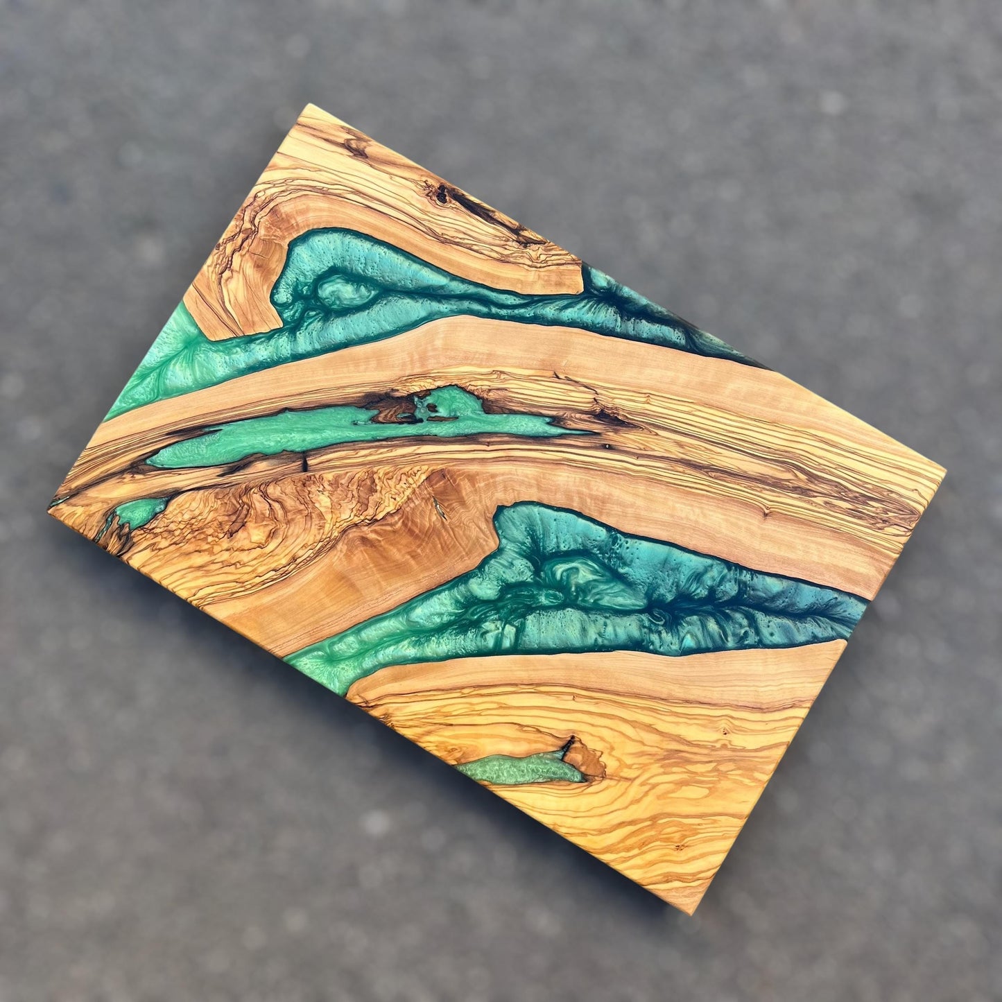 Handmade Olive Wood Charcuterie Board: Epoxy Resin River Serving Board