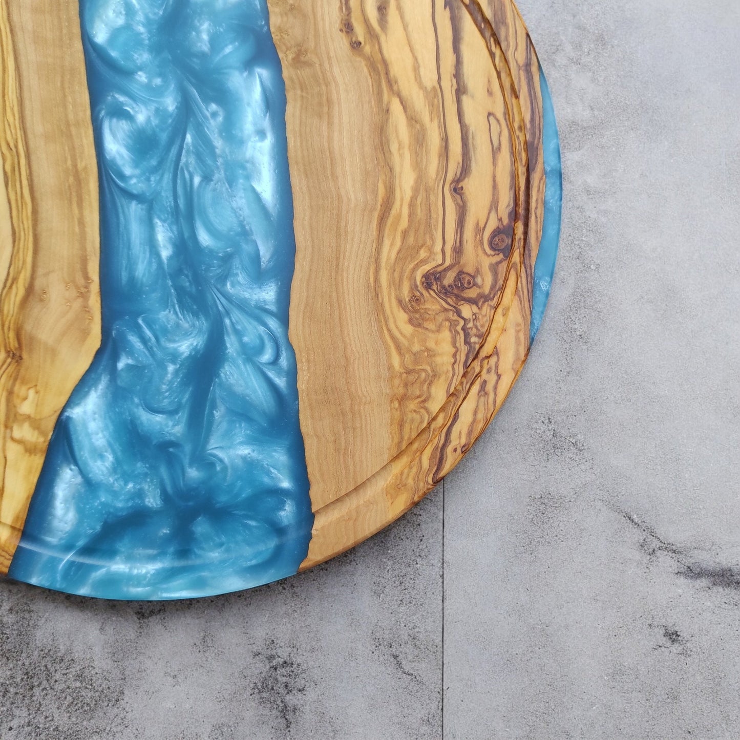 Resin River Charcuterie Board: Olive Wood Cheese Board