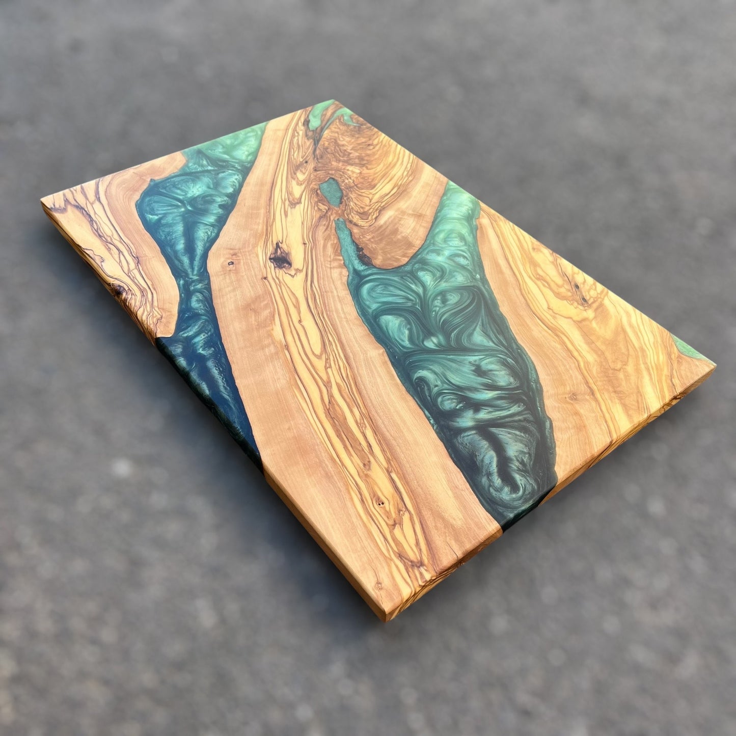 Resin River Charcuterie Board: Olive Wood Cutting Board