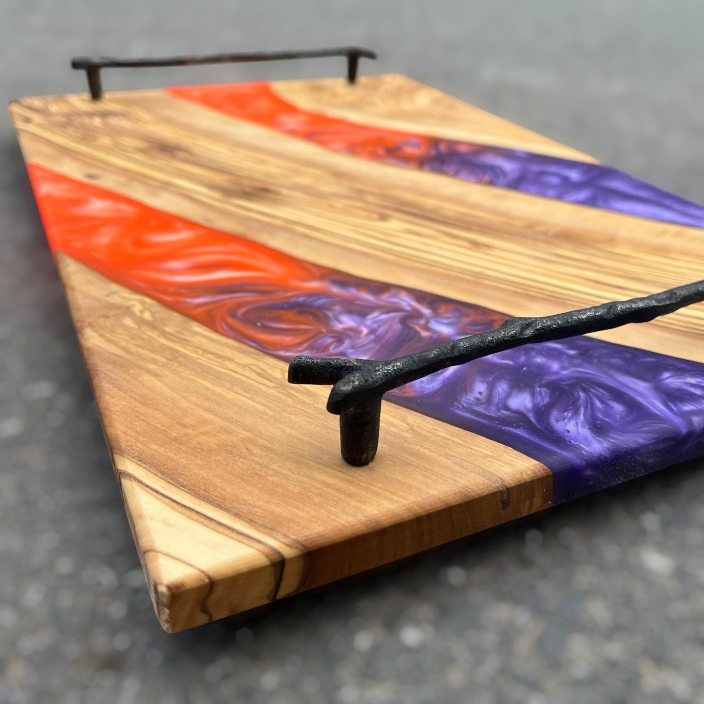 Handmade Olive Wood Charcuterie Board: Epoxy Resin River Design
