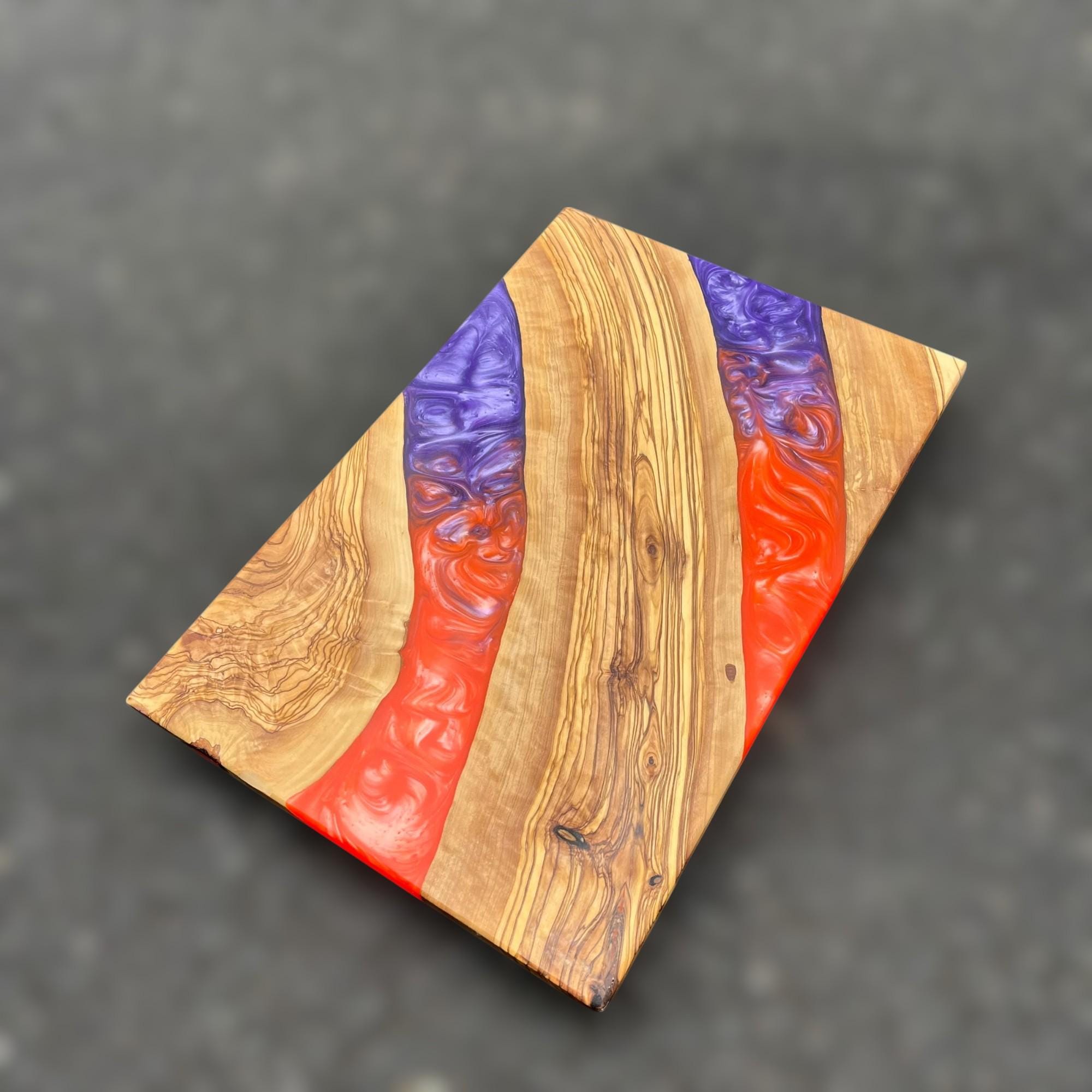 Personalized Resin Charcuterie Board: Olive Wood Cutting Board, New Home Gift