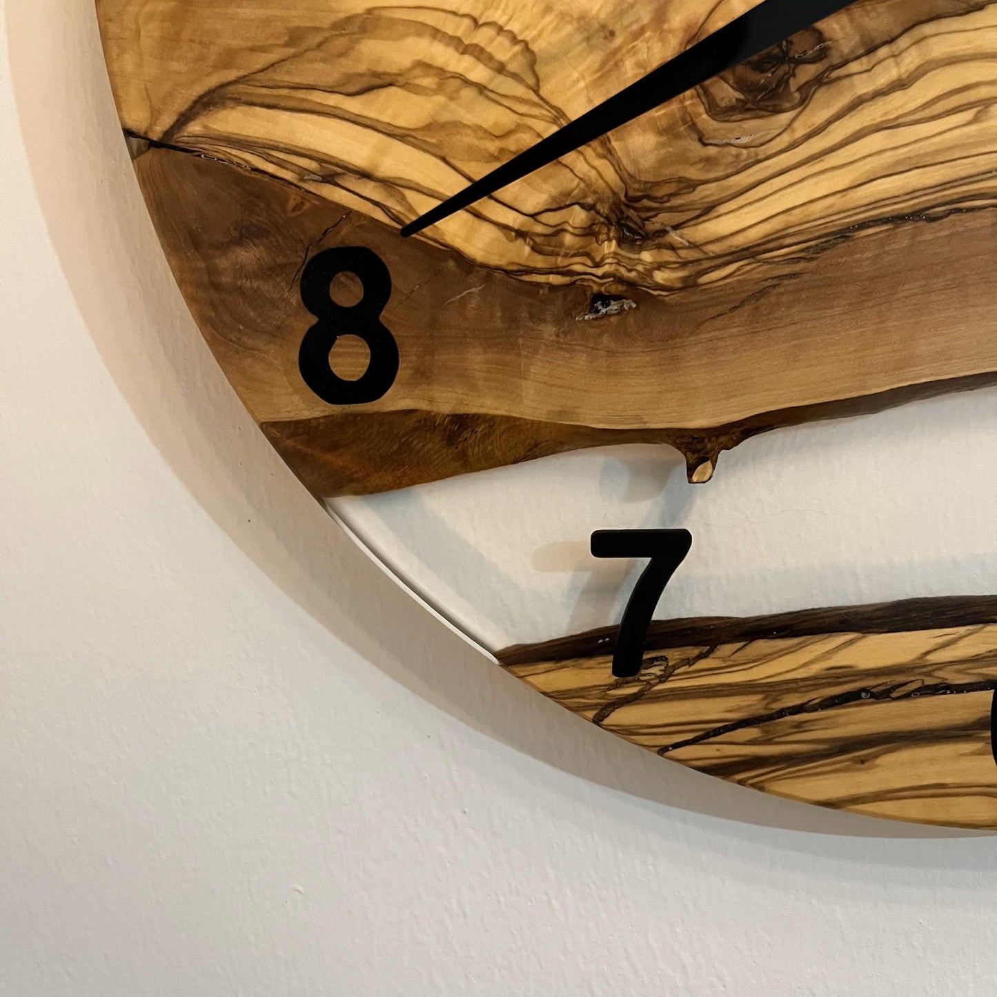 Handmade Resin & Olive Wood Wall Clock: Unique Home Decor