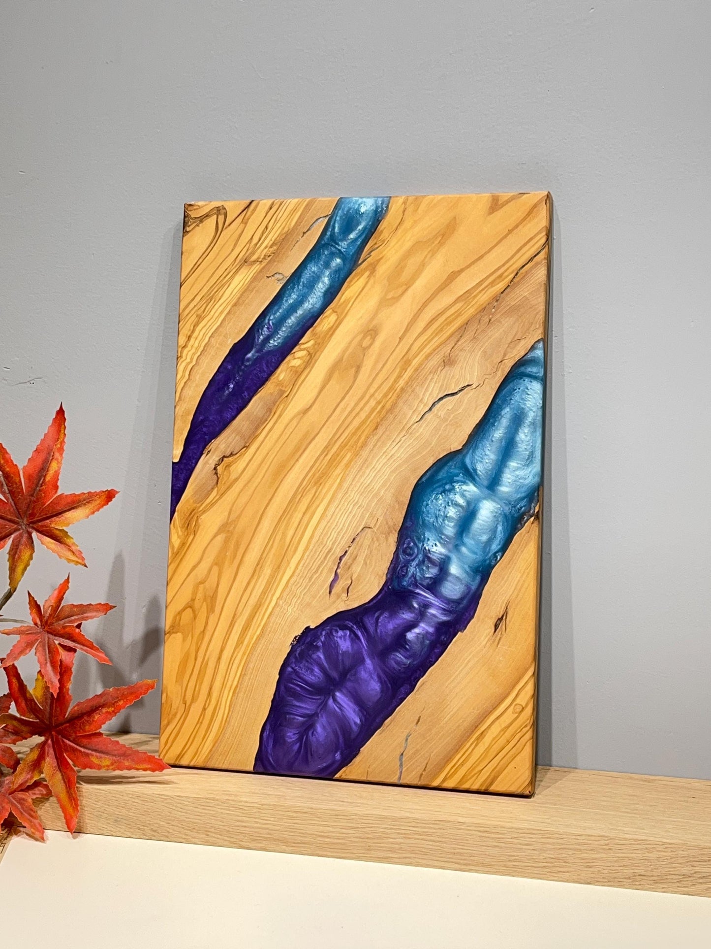 Handmade Black Epoxy Resin Olive Wood Charcuterie Board