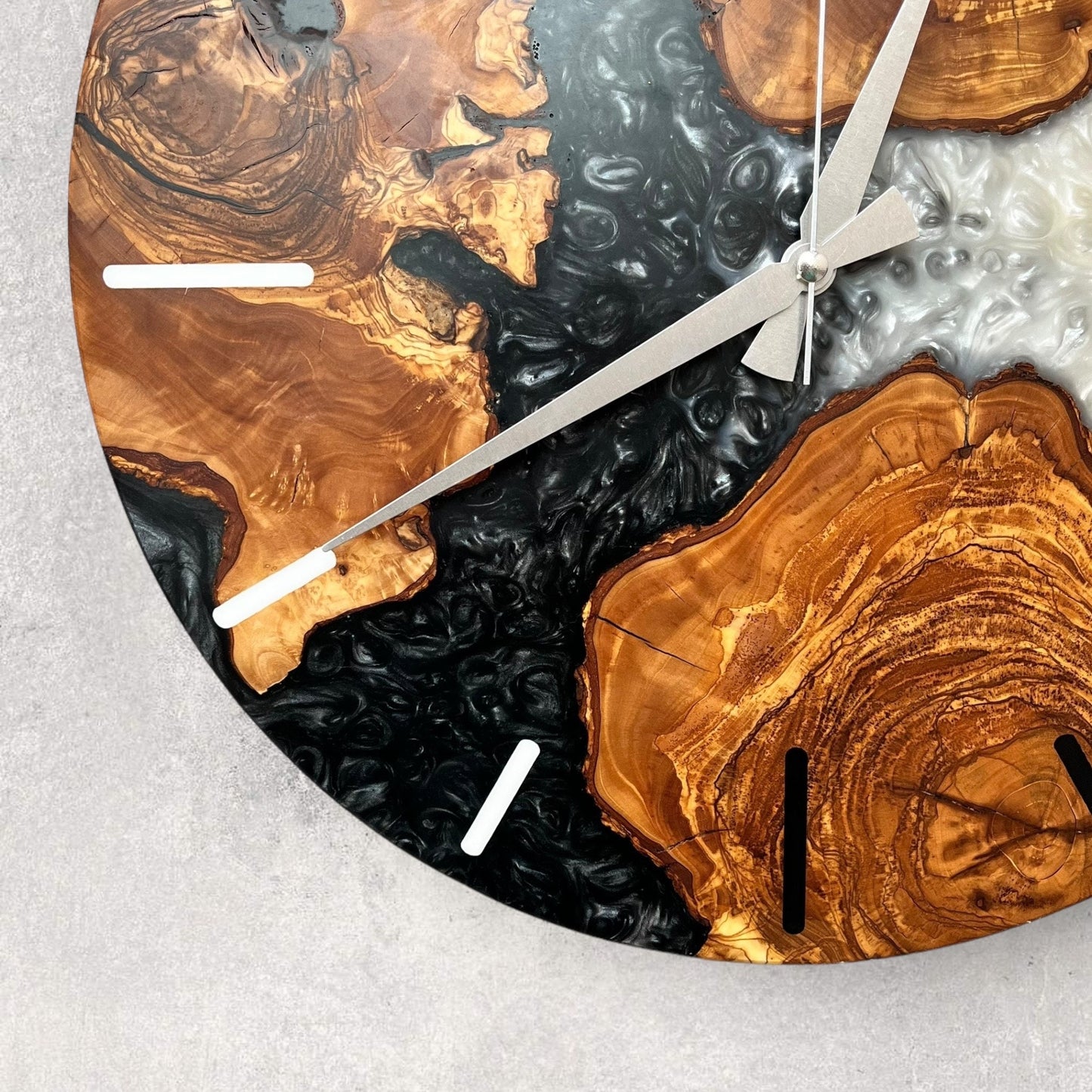 Handmade Olive Wood Resin Wall Clock: Unique Epoxy Decor
