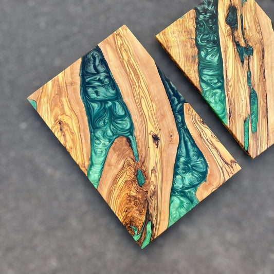 Personalized Resin Charcuterie Board: Olive Wood Cutting Board, New Home Gift