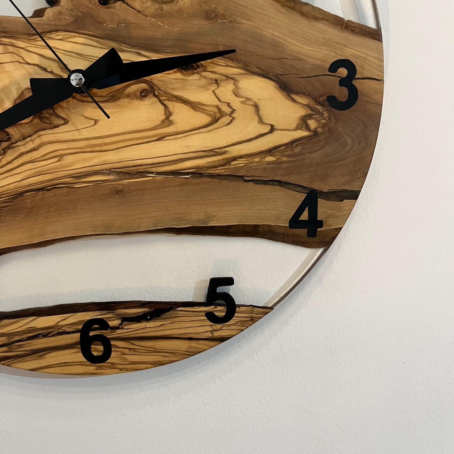 Handmade Resin & Olive Wood Wall Clock: Unique Home Decor