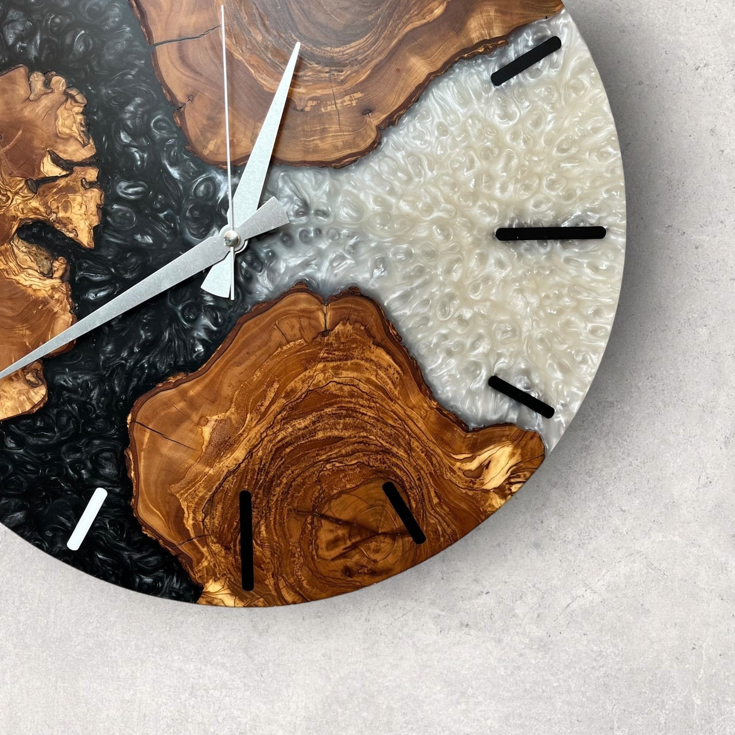 Handmade Olive Wood Resin Wall Clock: Unique Epoxy Decor
