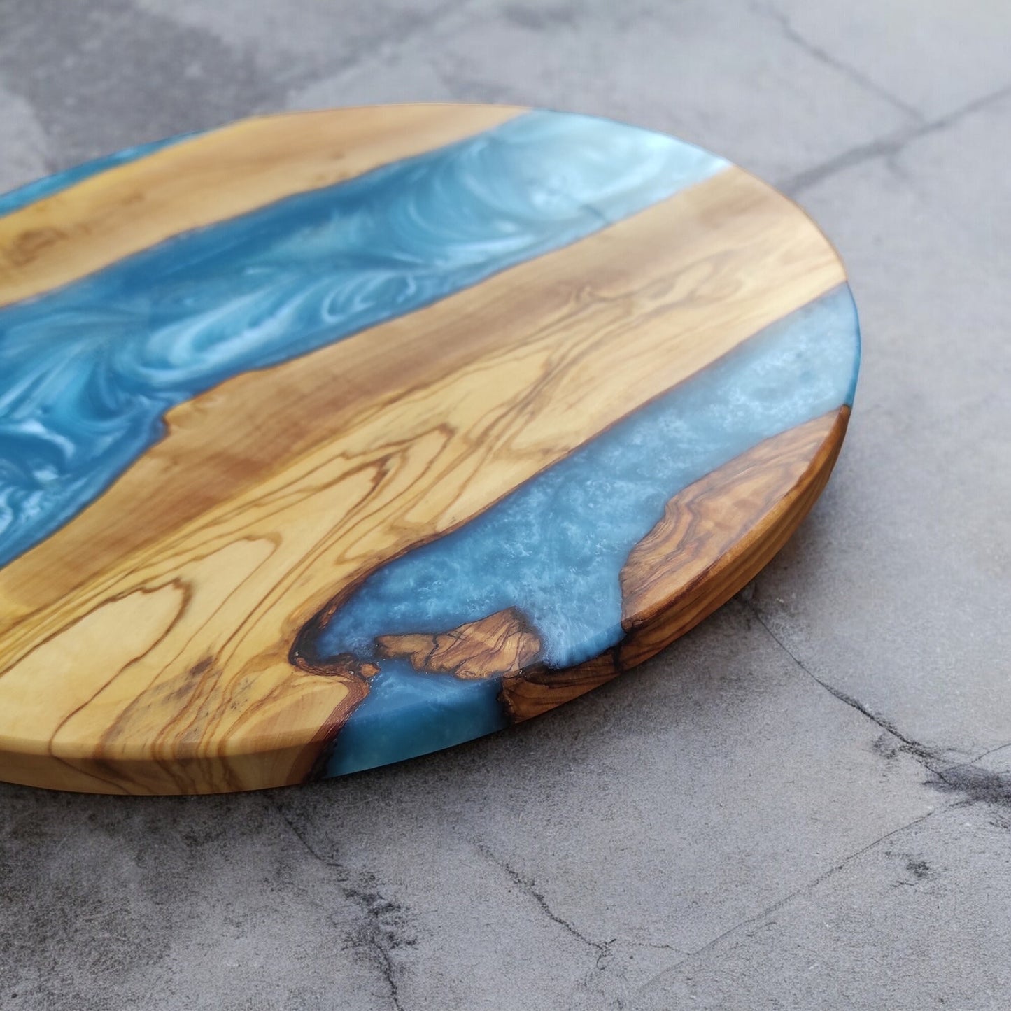 Resin River Charcuterie Board: Olive Wood Cheese Board