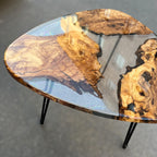 Triangle Olive Wood Coffee Table: Modern Epoxy Resin Accent Table