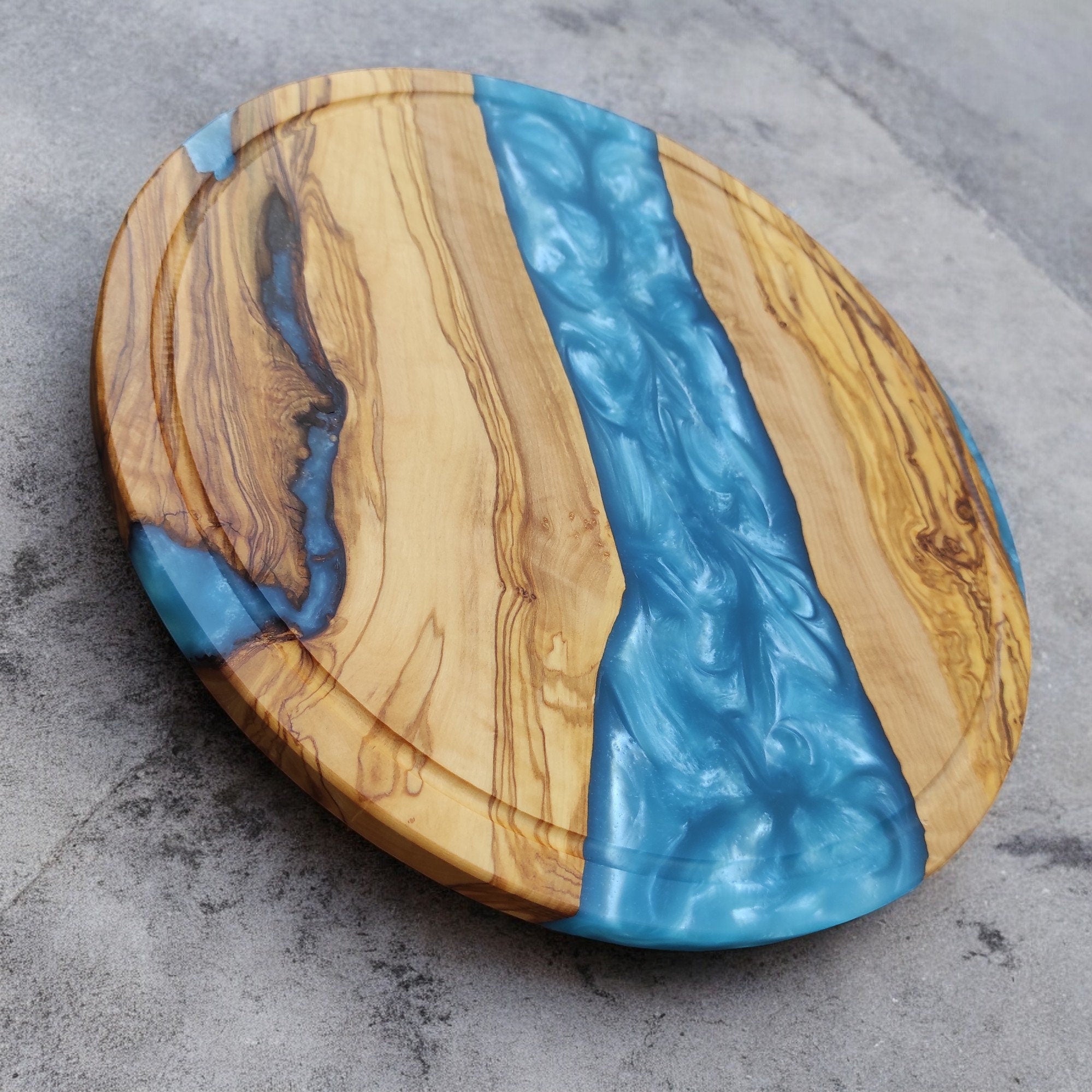 Resin River Charcuterie Board: Olive Wood Cheese Board