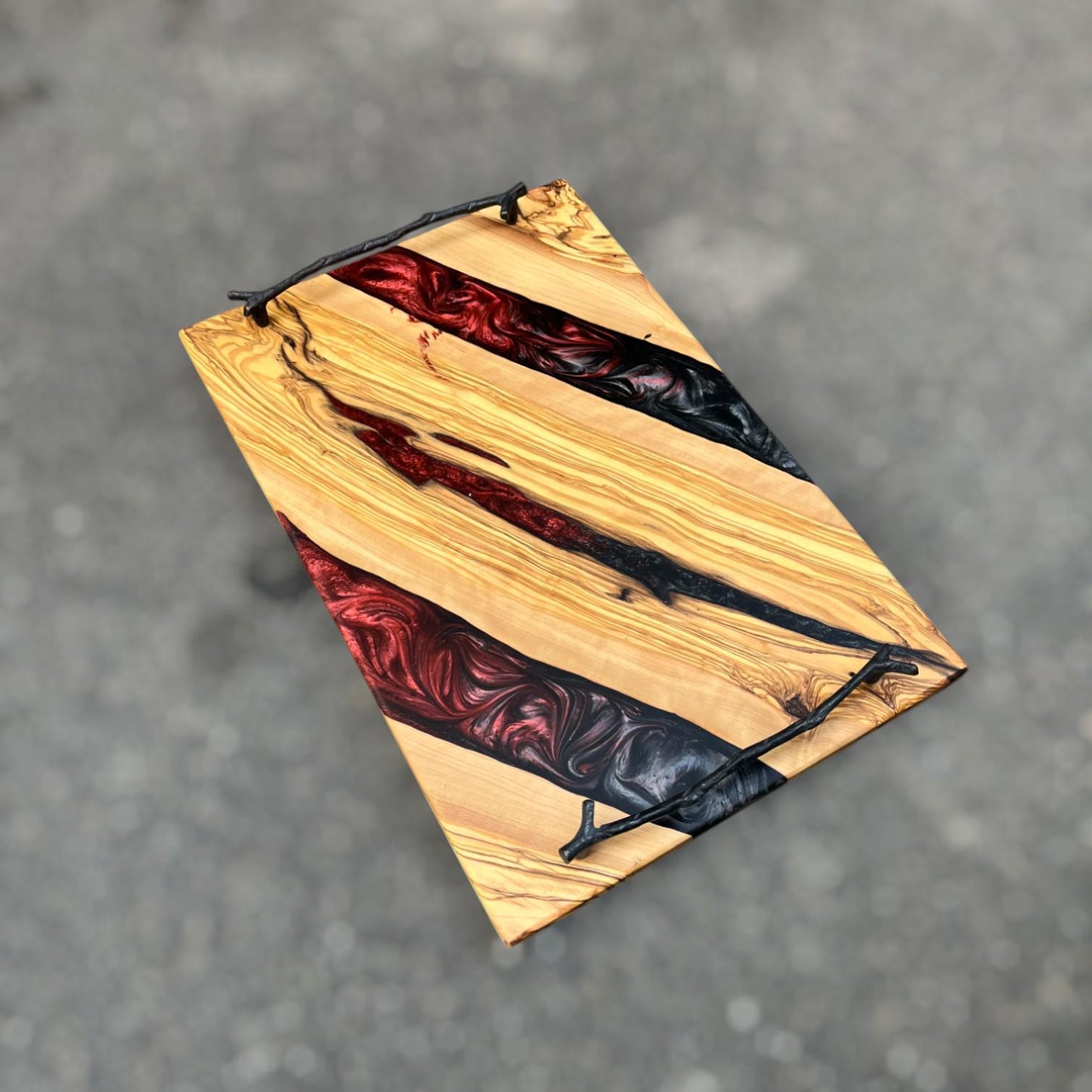 Custom Resin Olive Wood Cheese Board for Housewarming Gift