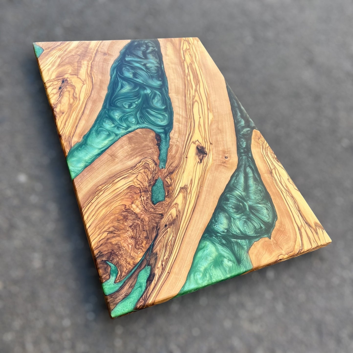Resin River Charcuterie Board: Olive Wood Cutting Board