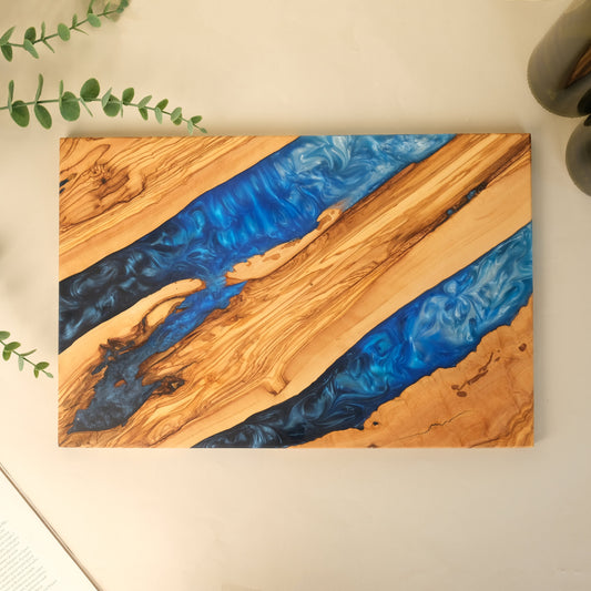 Resin River Charcuterie Board: Olive Wood Cheese Board