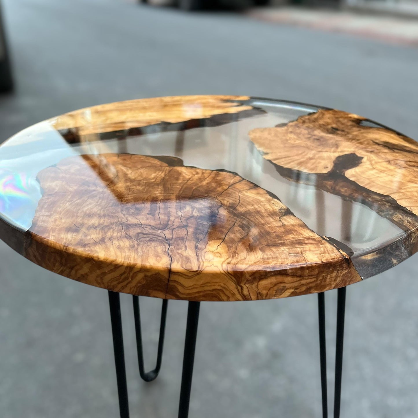 Handmade Olive Wood Epoxy Resin Coffee Table