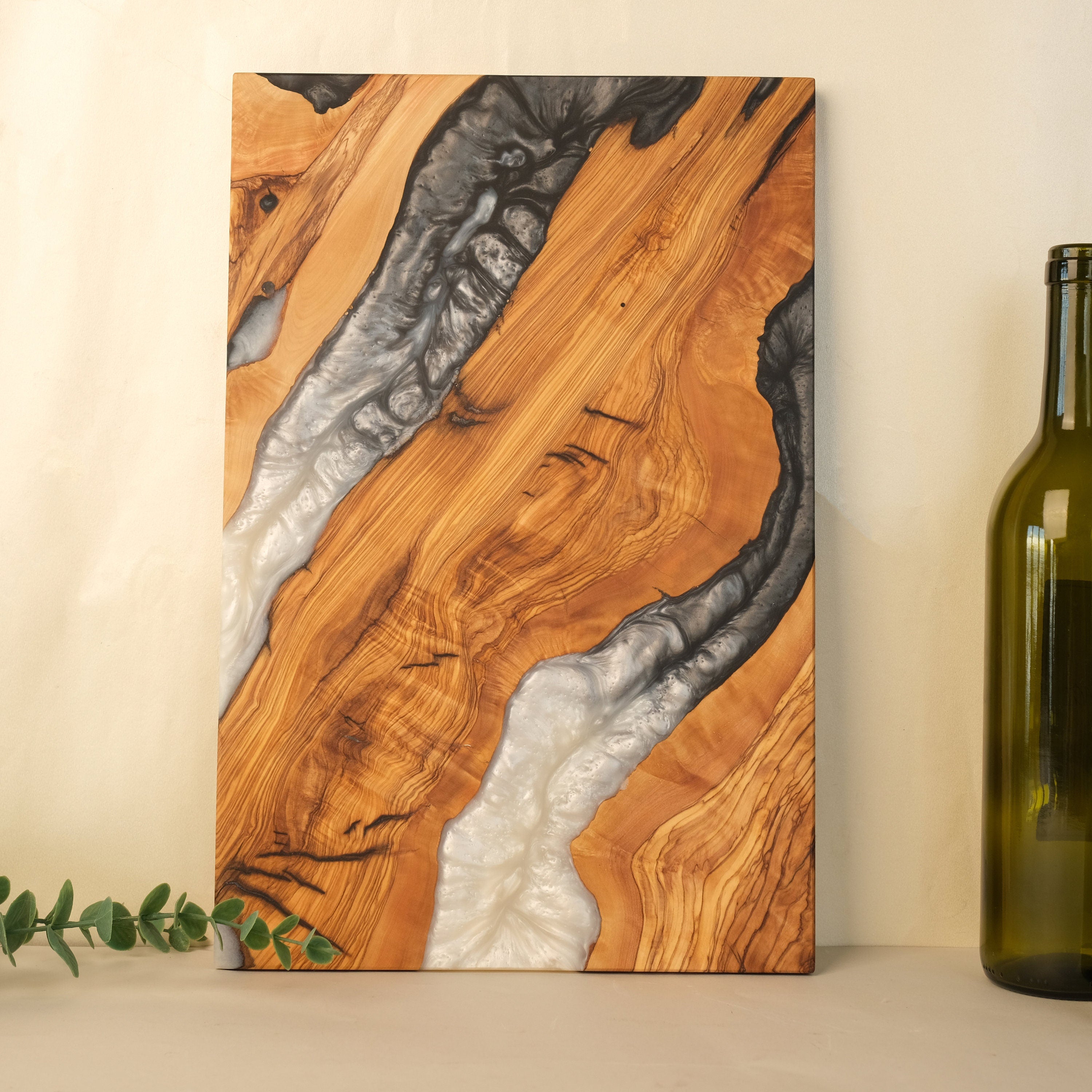 Personalized Olive Wood Charcuterie Board: Epoxy Resin River Cutting Board