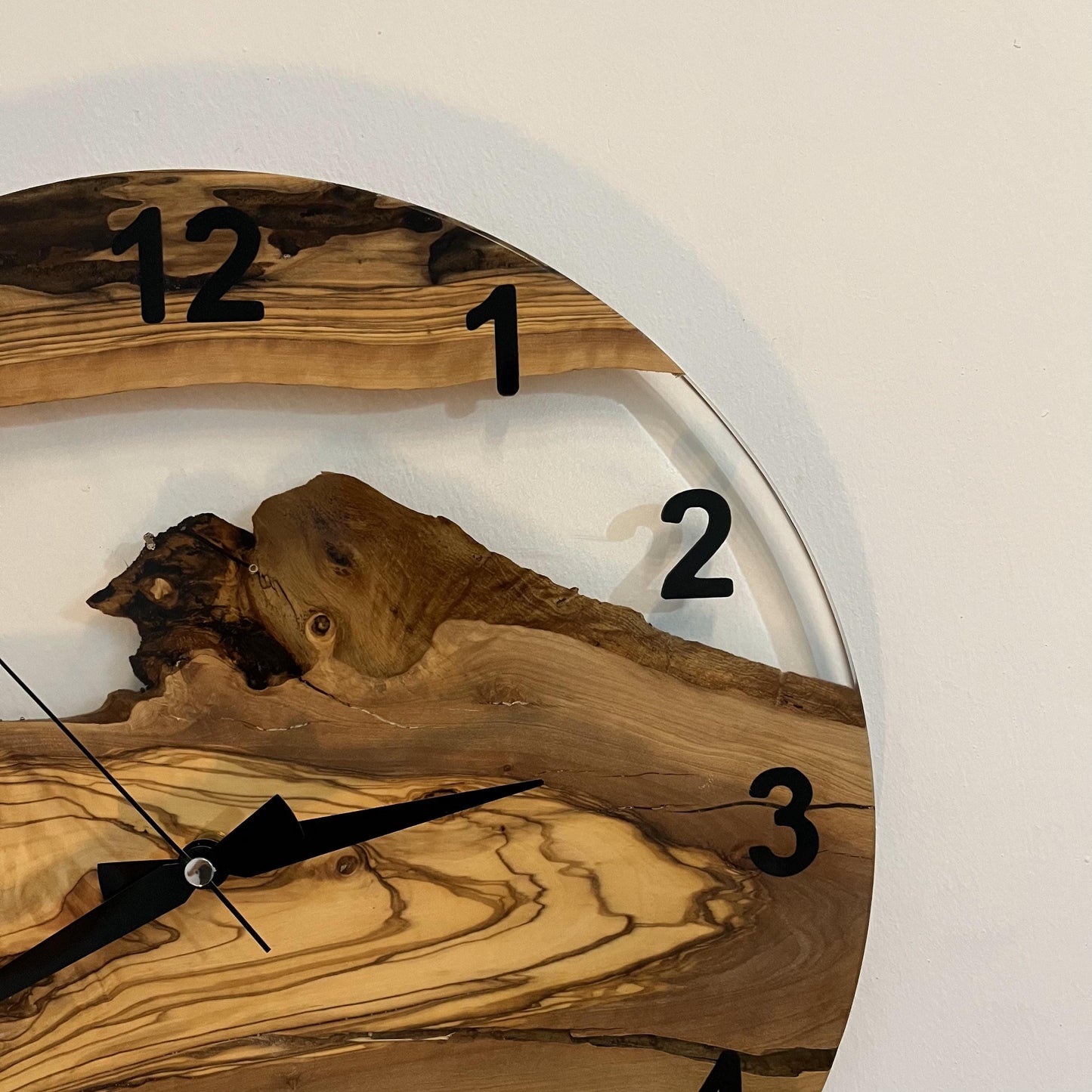 Handmade Resin & Olive Wood Wall Clock: Unique Home Decor