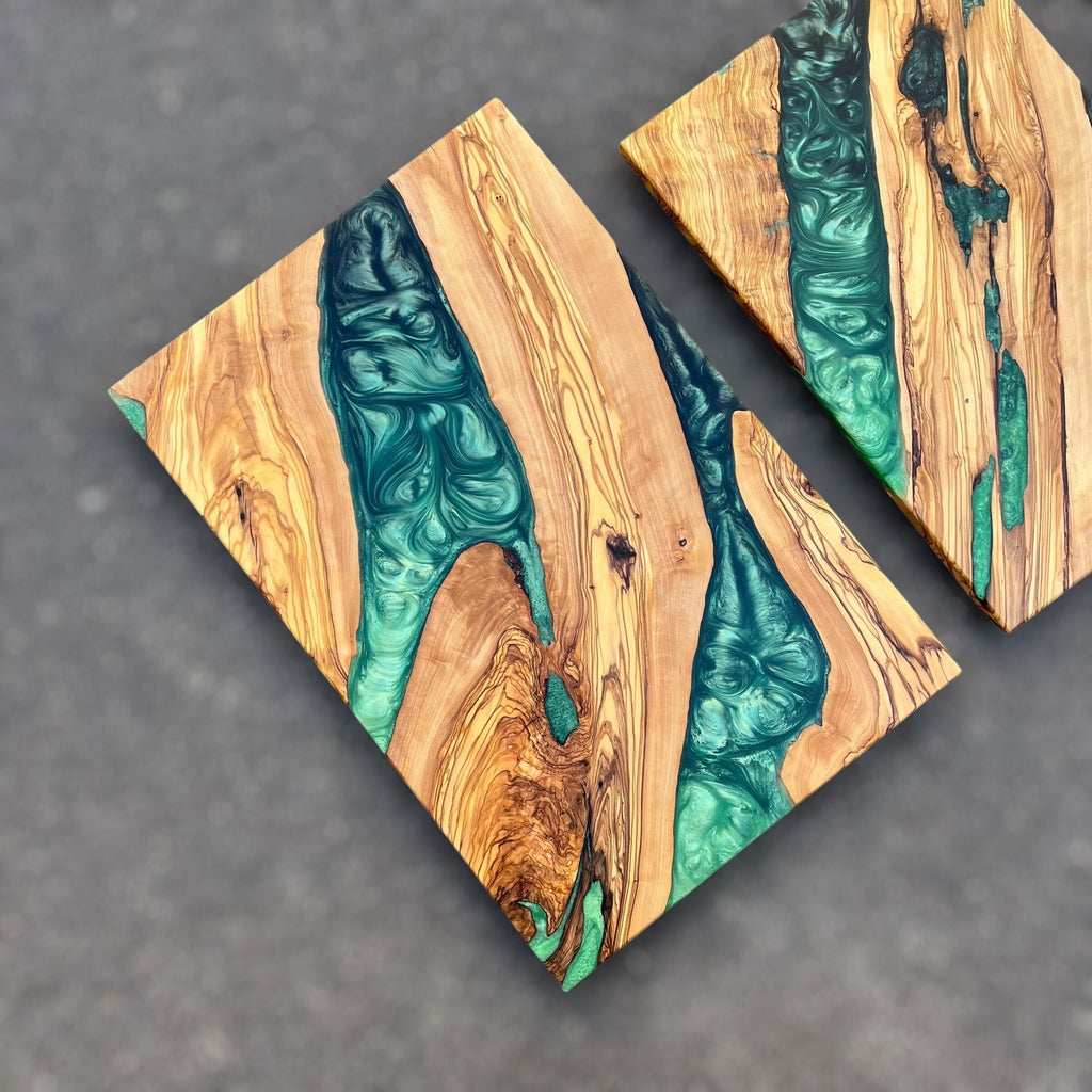 Resin River Charcuterie Board: Olive Wood Cutting Board