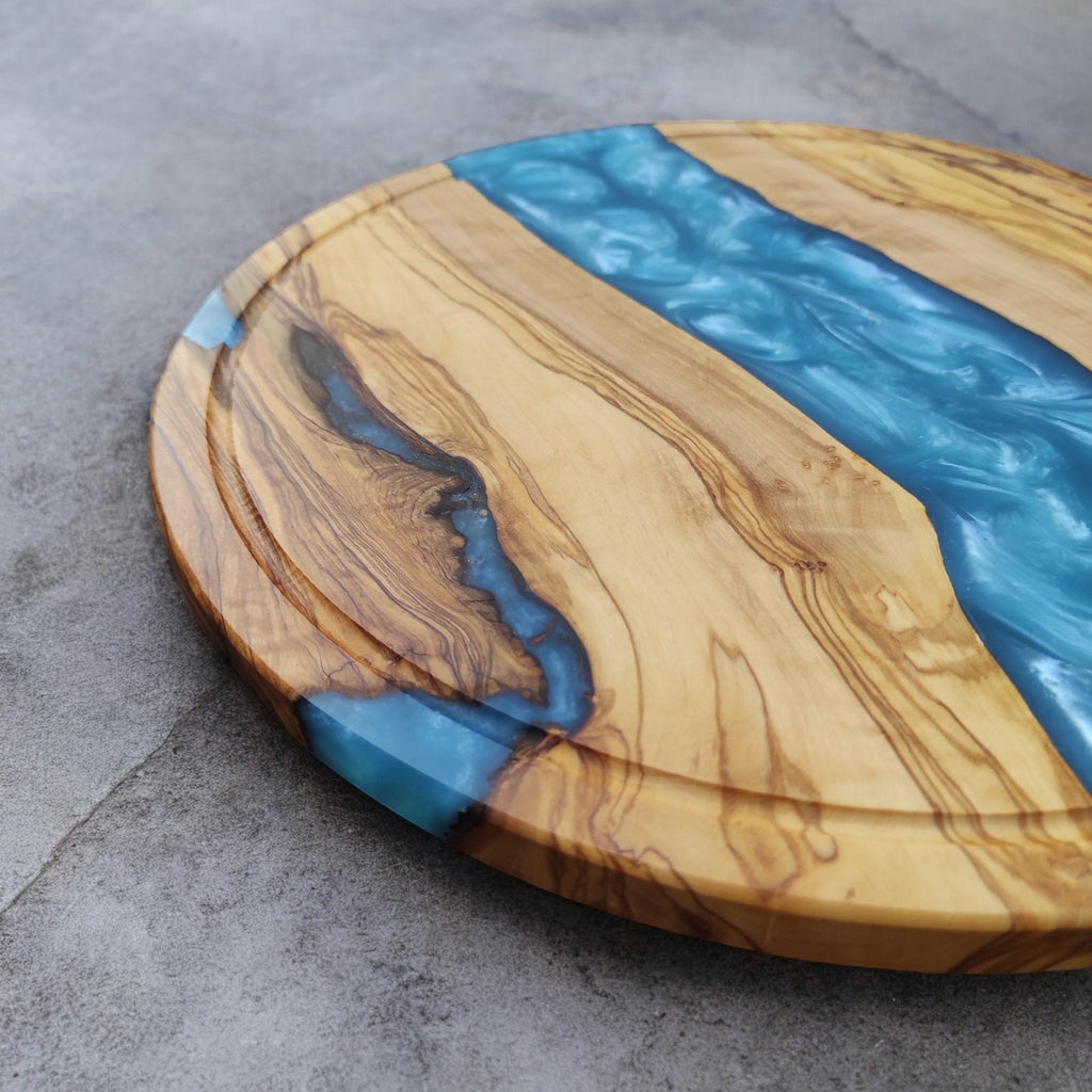 Resin River Charcuterie Board: Olive Wood Cheese Board