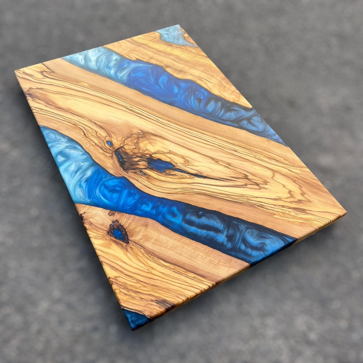Personalized Resin Charcuterie Board: Olive Wood Cutting Board, New Home Gift
