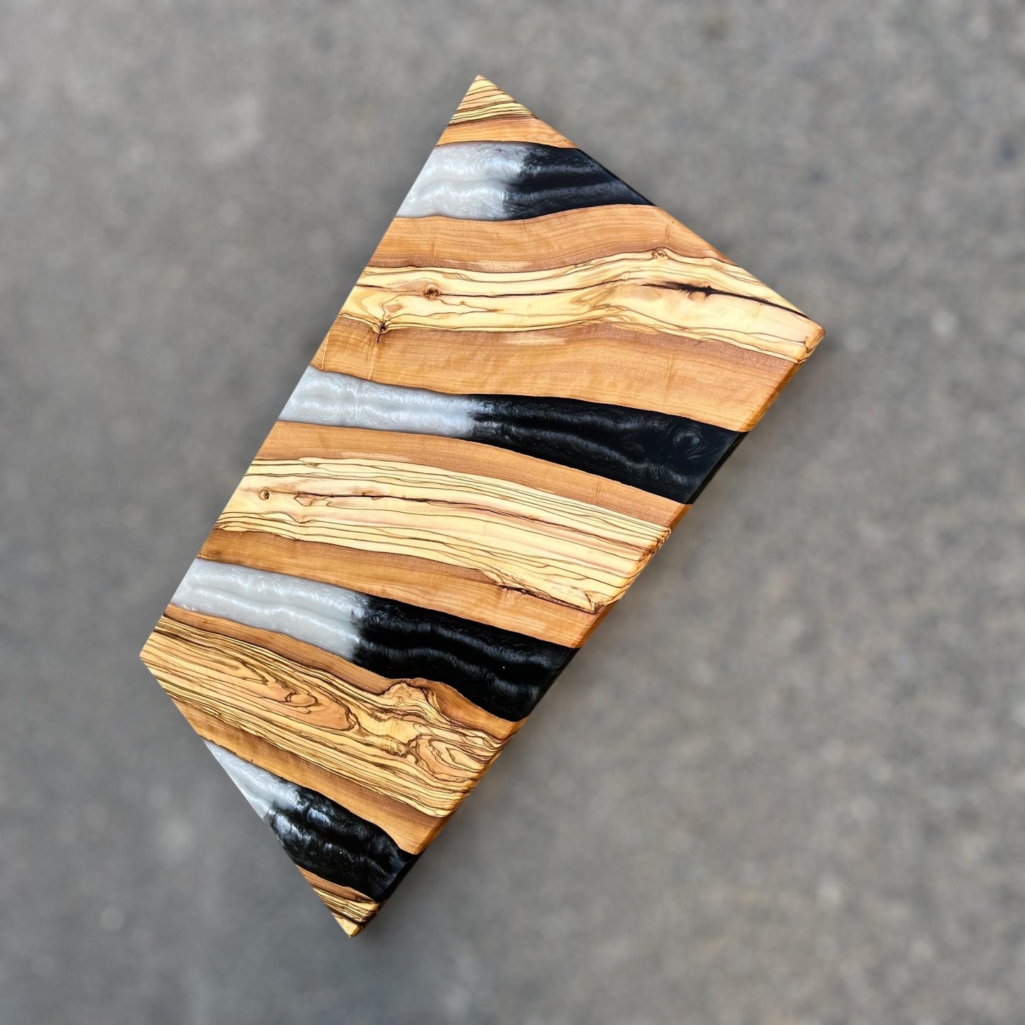 Handmade Olive Wood Charcuterie Board: Blue Resin River Design