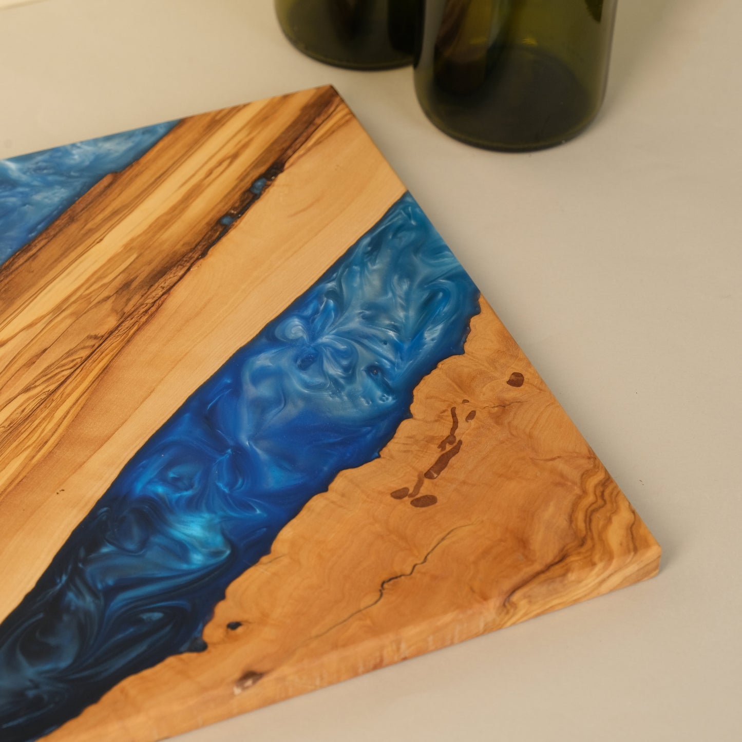 Resin River Charcuterie Board: Olive Wood Cheese Board