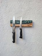 Handmade Walnut Wood Magnetic Knife Block with Resin